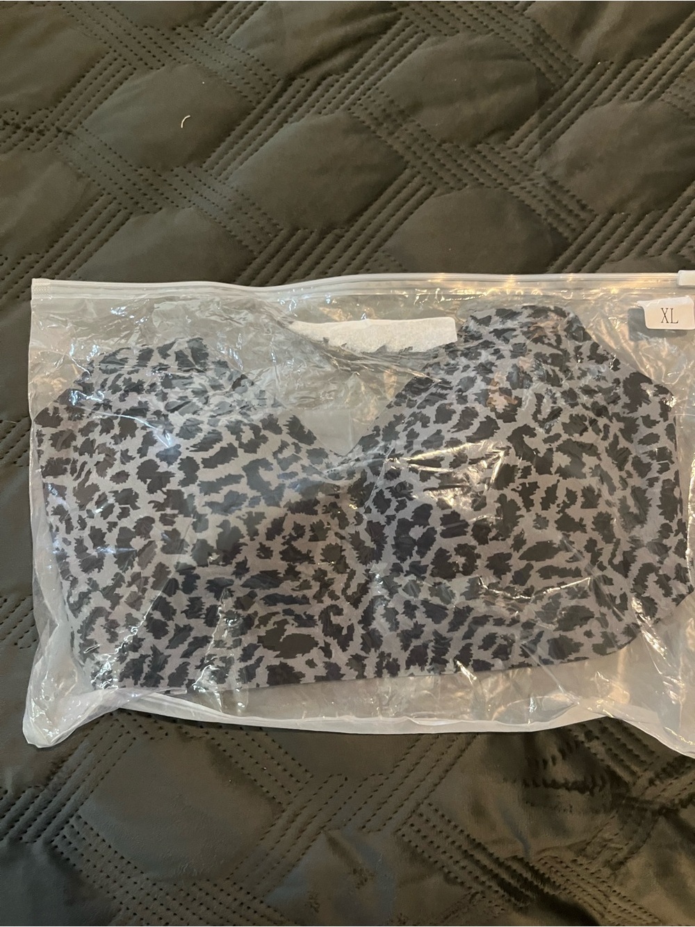 Strapless Leopard-Print Bralette in Gray